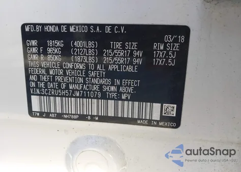 2018 Honda Hr-V Ex from USA, damaged, VIN 3CZRU5H57JM711079
